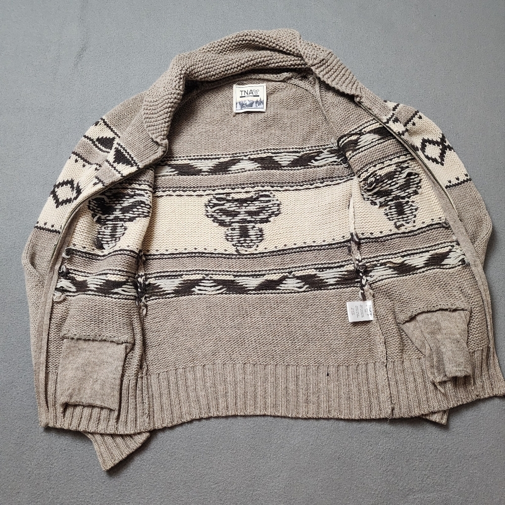 TNA Aritzia Sea to Sky Zip Front Wool Cardigan Sweater Sz Med - Picture 5 of 9